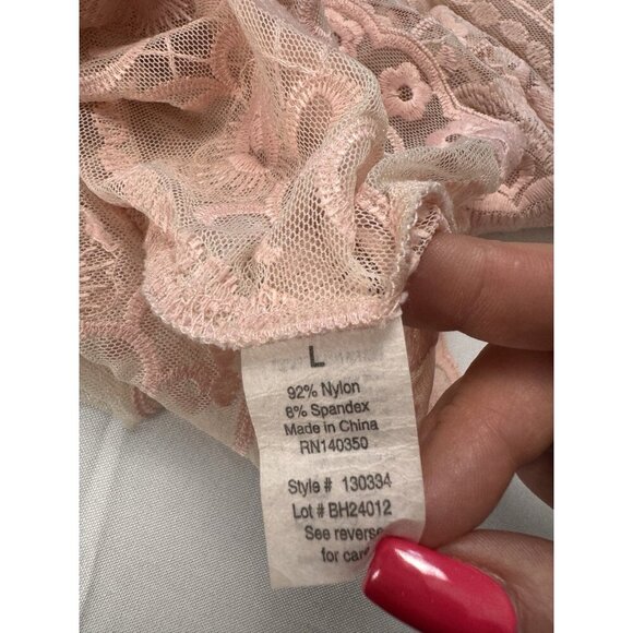 Ivory Sheer Mesh Top L Pink Floral Embroidered Y2K Coquette Fairycore Soft Girl - Picture 7 of 8